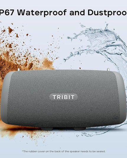 Tribit Portable Bluetooth Speaker StormBox Lava, 80W Loud Wireless Speaker, 24H Playtime, IP67 Waterproof, BT5.4, Custom EQ, XBass, Built-in Mic, TWS Pairing for Camping/Beach/Travel/Outdoor (Gray)
