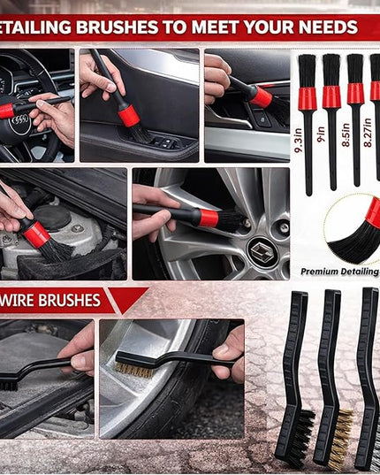 GASLIKE 63PCS Car Wash Cleaning Kit,Car Wash Brush with Long Handle,Car Detailing Kit with Foam Gun,Car Cleaning Supplies,Handheld Vacuum, Car Detailing Kit (63PCS)
