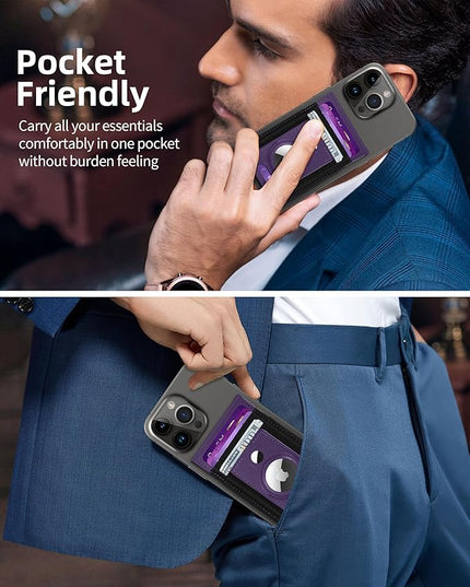 for Magsafe Wallet Stand with Airtag Holder, Strongest Magnetic Wallet for iPhone 17/16/15/14/13/12 Series, ID Window, 4 Card Slots, 10 Cards Holder, Vegan Leather, RFID Blocking, Purple