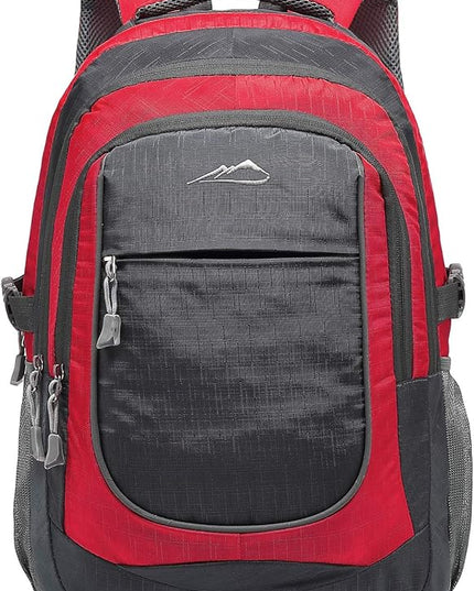 ProEtrade Backpack Bookbag for College Sturdy Travel Business Hiking Fit Laptop Up to 15.6 Inch Multi Compartment Gifts for Men Women Night Light Reflective (red)