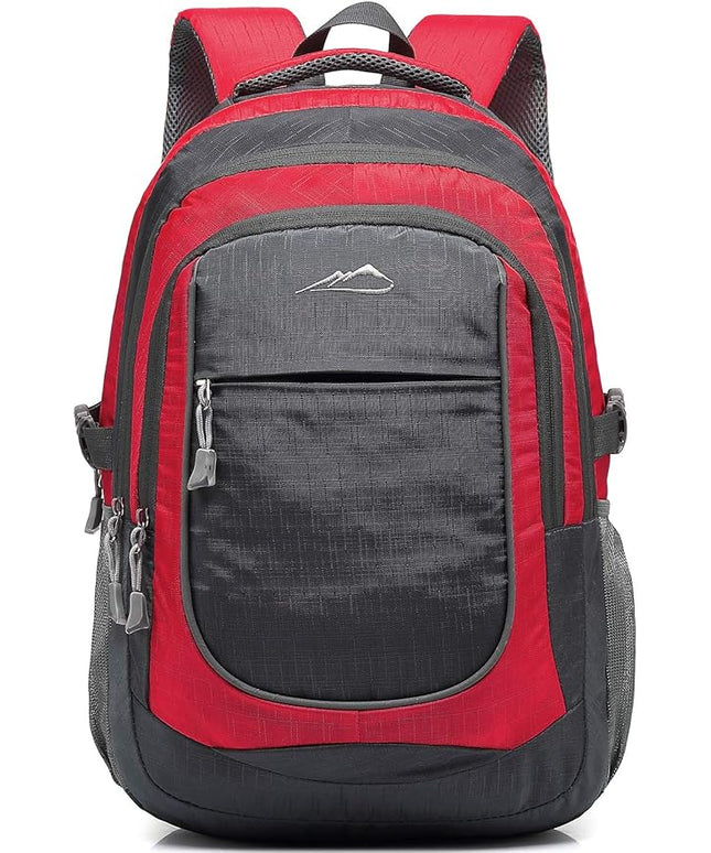 ProEtrade Backpack Bookbag for College Sturdy Travel Business Hiking Fit Laptop Up to 15.6 Inch Multi Compartment Gifts for Men Women Night Light Reflective (red)