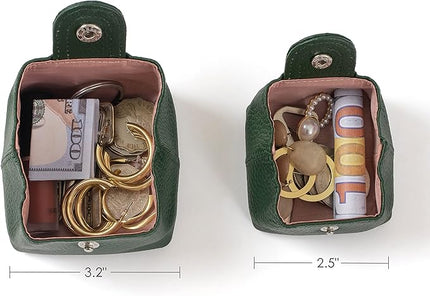 Cockatoo Genuine Leather Coin Pouch Change Holder, Mini Snap Pocket Wallet for Men Women (Hills, Large)