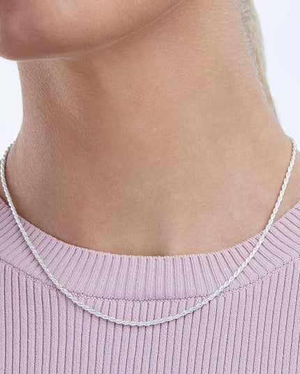 Amazon Essentials Sterling Silver Diamond Cut 14 Inches Rope Chain Necklace