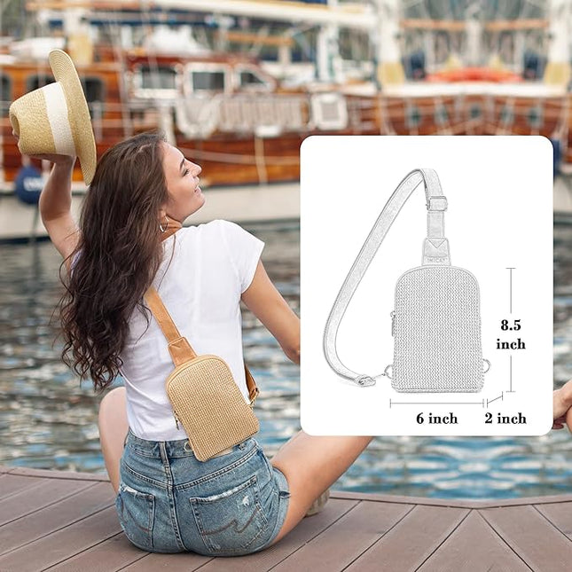 INICAT Faux Straw Crossbody Bags Beach Gifts Valentines Day Her Cruise Ship Essentials Women Summer Small Sling Purses