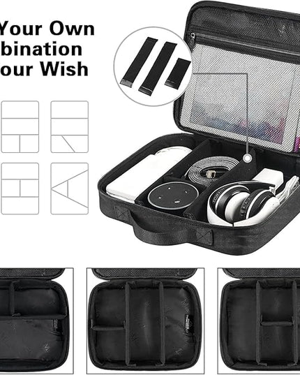 MATEIN Cable Organizer Bag, Large Travel Storage Bag Sturdy Tool Case with Handle for Phone Cord Electronics Accessories, Carrying Case for Tablet (Up to 12.9inch), Powerbank, Hard Drive, Black