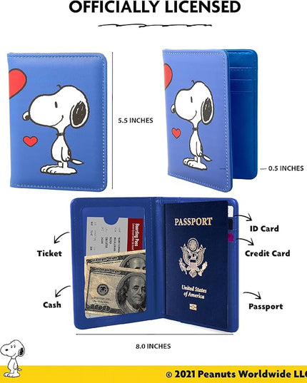 Peanuts Snoopy Passport Cover Official License, Cute Passport Holder for Travel With Woodstock, Snoopy Gifts