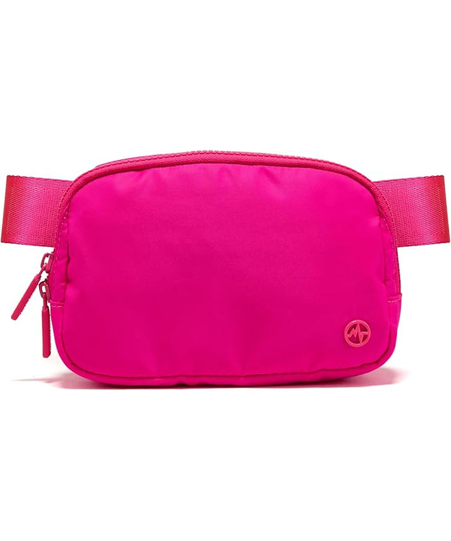 Pander Two Way Zipper Fanny Pack Nylon Everywhere Belt Bag for Women, Water Repellent Waist Packs, Crossbody Bags with Adjustable Strap (Sonic Pink).