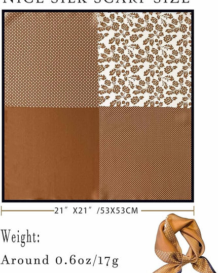 100% Mulberry Silk Scarf for Women Hair Lightweight Square Neckerchief Wrap For Head Scarves 21"