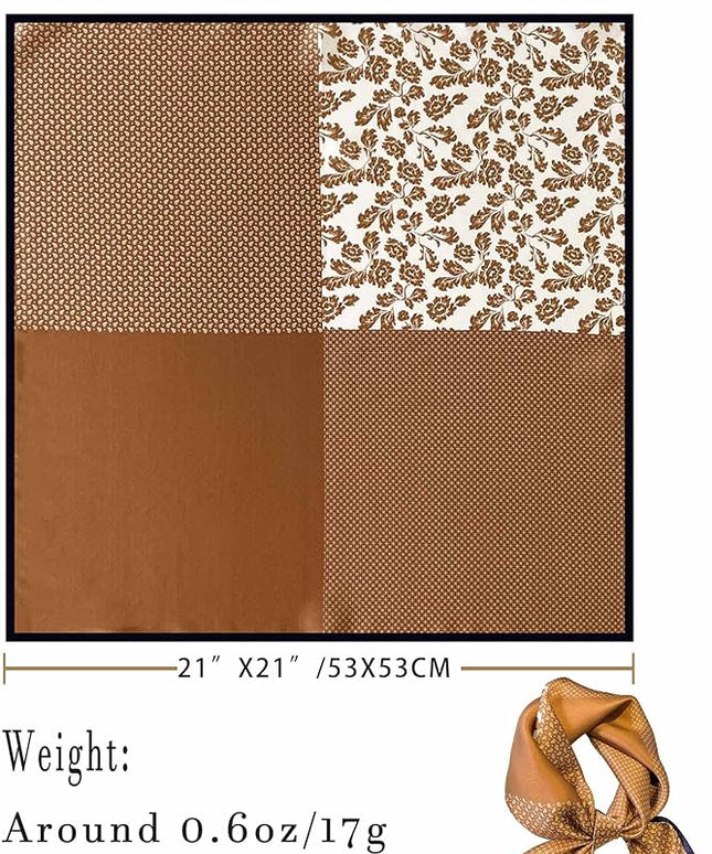 100% Mulberry Silk Scarf for Women Hair Lightweight Square Neckerchief Wrap For Head Scarves 21"