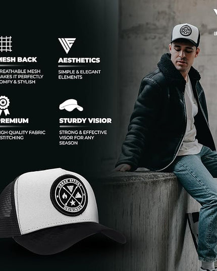 Urban Effort Mesh Back Cap - for Men and Women Baseball Hat 5-Panel Trucker Hat - Great Snapback Closure for Hunting & Hiking