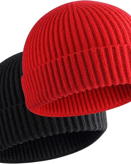 50% Wool Warm Cuffed Swag Knit Short Fisherman Beanie for Men Women Winter Hats Trawler Skull Cap