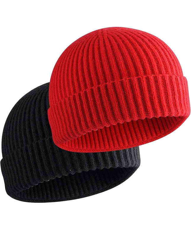 50% Wool Warm Cuffed Swag Knit Short Fisherman Beanie for Men Women Winter Hats Trawler Skull Cap