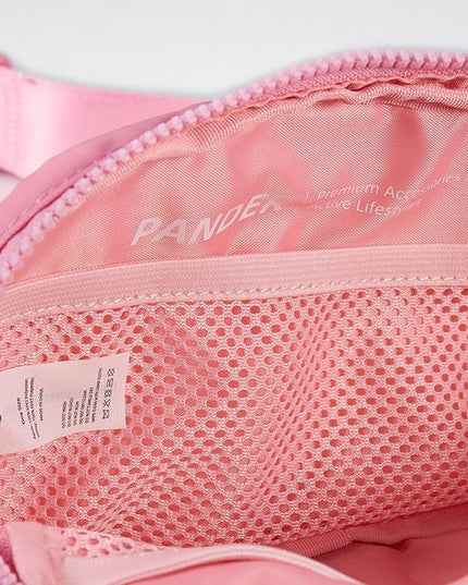 Pander Two Way Zipper Fanny Pack Nylon Everywhere Belt Bag for Women, Water Repellent Waist Packs, Crossbody Bags with Adjustable Strap (Light Pink).