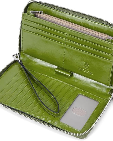 BOSTANTEN Leather Wallet for Women RFID Blocking Zip Around Credit Cards Holder Phone Clutch
