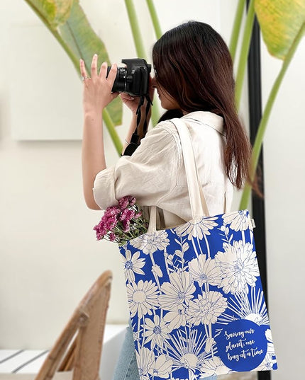 Eco Right Tote Bag for Women, Reusable Grocery Bag, Canvas Tote Bag for Shopping, Cotton Bag for Daily Use, Gifts for Women