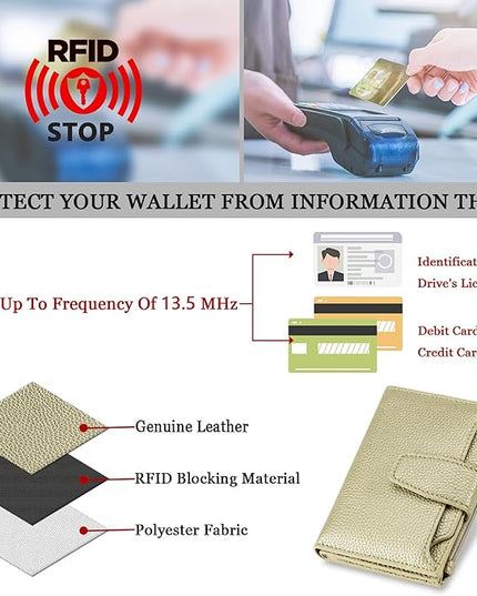 Airkit Small Wallet Women RFID Blocking Soft Leather Bifold Compact Card Holder Wallet for Women with Zipper Coin Pocket 4 ID Window