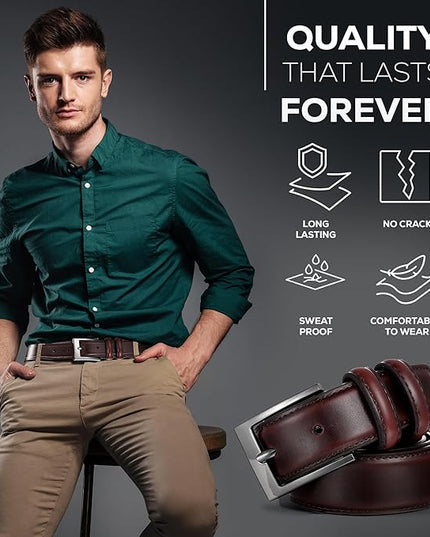 Marino’s Premium Belt Men, Genuine Leather Dress Belt for Men, Casual Mens Belt in Gift Box