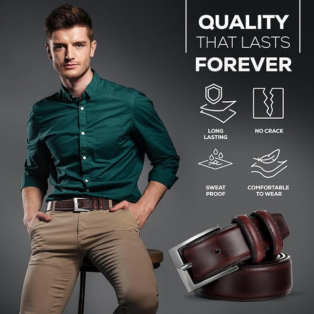 Marino’s Premium Belt Men, Genuine Leather Dress Belt for Men, Casual Mens Belt in Gift Box