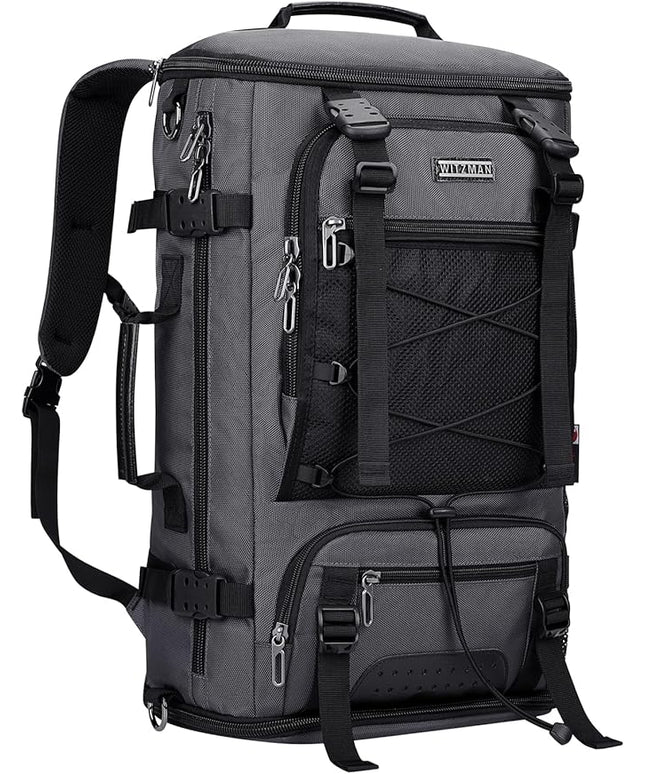 WITZMAN Travel Backpack for Men Convertible Large Carry on Backpack with Shoe Compartment for Airplanes Fit 17 Inch Laptop(B689 Silvery Grey)