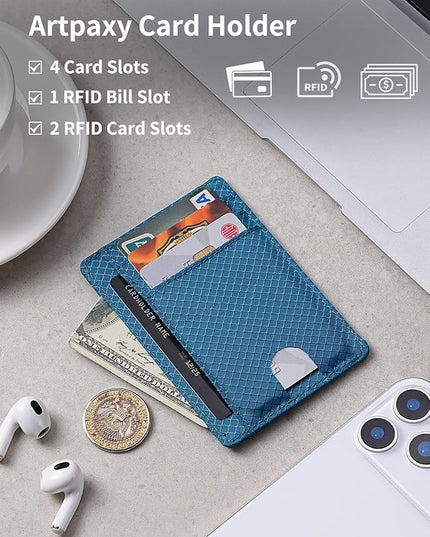 Artpaxy Slim Wallet for Men & Women, Minimalist Front Pocket Card Holder for Travel, RFID Blocking, Water Resistant Nylon Wallet for ID & Cash & Credit Card
