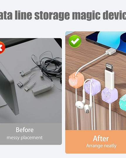 3Pack Magnetic Cable Clips for Nightstand, Adhesive Night-Glowing Cord Holder Organizer for Office Home Desk Wall Car (Heart)