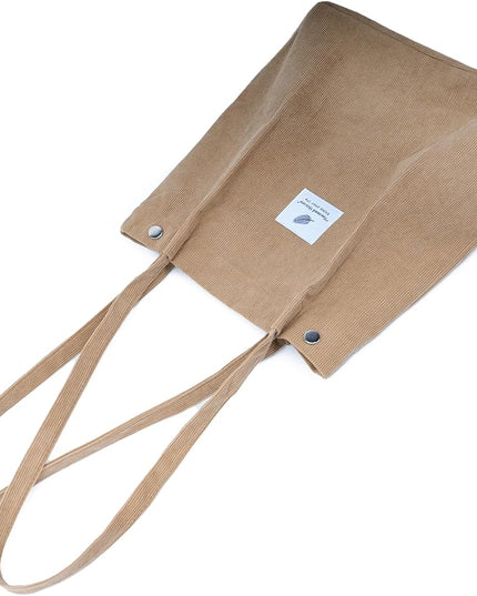Corduroy Tote Bag Cute Tote Bags for Women Shoulder Bag with Inner Pocket for Work Beach Travel and Shopping Grocery