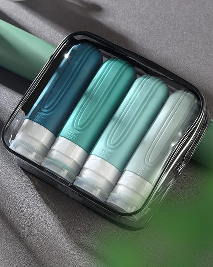 Travel Bottles for Toiletries, Tsa Approved 3oz Travel Size Containers BPA Free Leak Proof Refillable Liquid Silicone Squeezable Travel Accessories for Shampoo Conditioner Lotion (4 Pack)