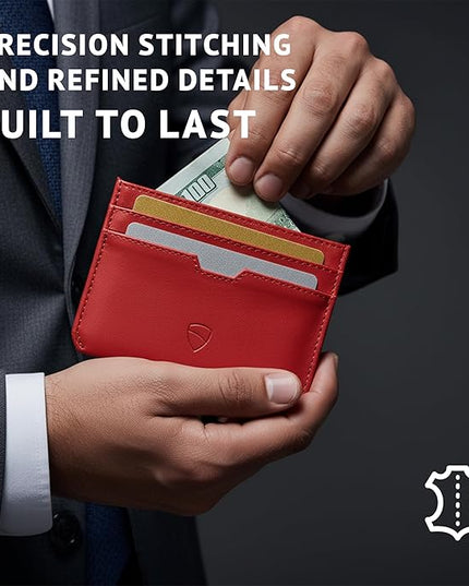 Vaultskin MOORGATE Slim Card Holder - Minimalist Leather Wallet, RFID Blocking Sleeve, Fits Front Pocket, for Men and Women