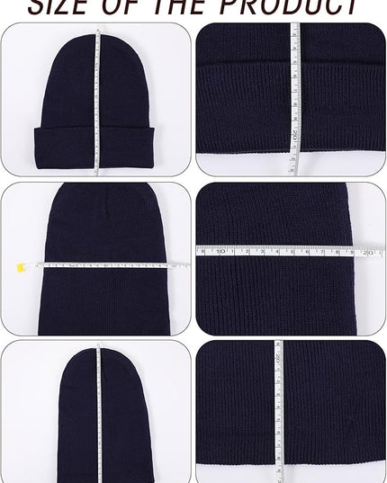 Zhanmai 12 Pack Small Winter Beanie Hats Bulk Warm Knitted Cuffed Skull Cap for Men Women
