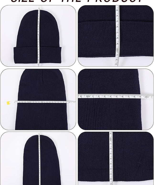 Zhanmai 12 Pack Small Winter Beanie Hats Bulk Warm Knitted Cuffed Skull Cap for Men Women