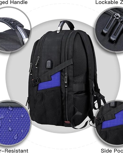 Travel Laptop Backpack, 18.4 Inch Laptop Backpacks for Men Women with USB Port, 55L Anti Theft Water Resistant College Bussiness TSA Airline Approved Work Computer Backpack, Dark Blue