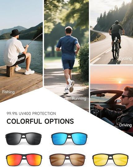 Polarized Sunglasses Men Women, Mens Sunglasses Lightweight UV Sun Glasses for Fishing Driving Golf