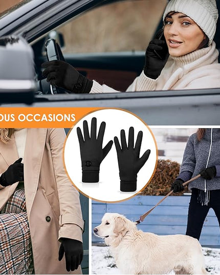 Cold Weather Womens Gloves, Winter Gloves for Women Thermal Warm Fleece Lined, Touchscreen Gloves for Christmas Gifts