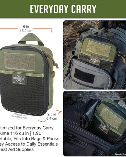 MAXPEDITION Beefy Pocket Organizer, Compact, MOLLE-Compatible, 1000D Nylon Tactical Pouch, Everyday Carry Tool and Gear Storage for Outdoor, Tactical, Survival, 0266