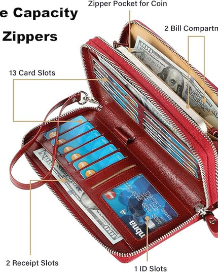 Lavemi Small Compact Women Wallet RFID Blocking Genuine Leather Bifold Purse with ID Windows