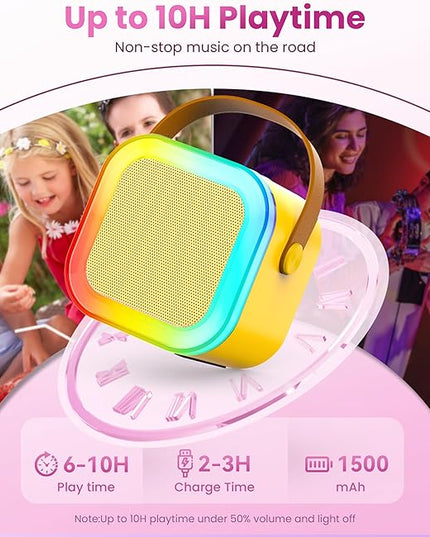 Karaoke Machine for Kids Adults, Portable Bluetooth Speaker with 2 Wireless Karaoke Microphones, 2026 TOP Birthday for Girls 3,4,5,6,8+Year Old Toddler Toys Karaoke Player(Yellow)