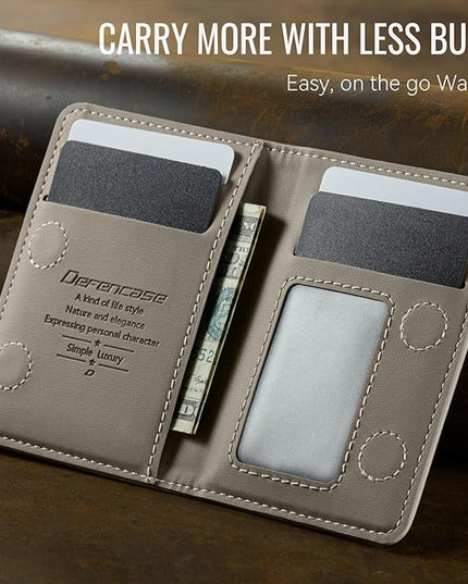 Defencase for Magsafe Wallet Magnetic Card Holder RFID Blocking, PU Leather Minimalist Phone Wallet for MagSafe Phones and Cases for iPhone 17/16/ 15/14/ 13/12/ Pro/Max/Plus/Air, Grey