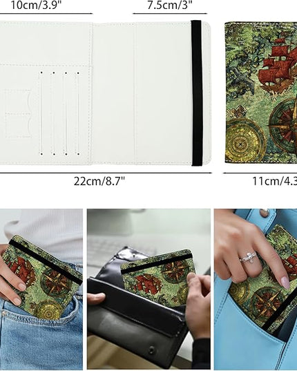 Old Pirate Map Passport Holder for Women and Men PU Leather Passport Cover for Travel
