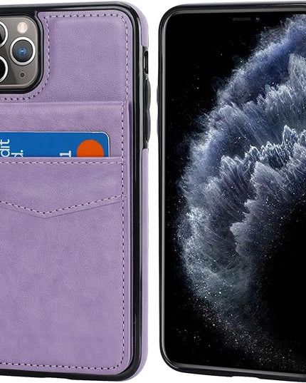 KIHUWEY Compatible with iPhone 11 Pro Max Case Wallet with Credit Card Holder, Premium Leather Magnetic Clasp Kickstand Heavy Duty Protective Cover for iPhone 11 Pro Max 6.7 Inch(Purple)