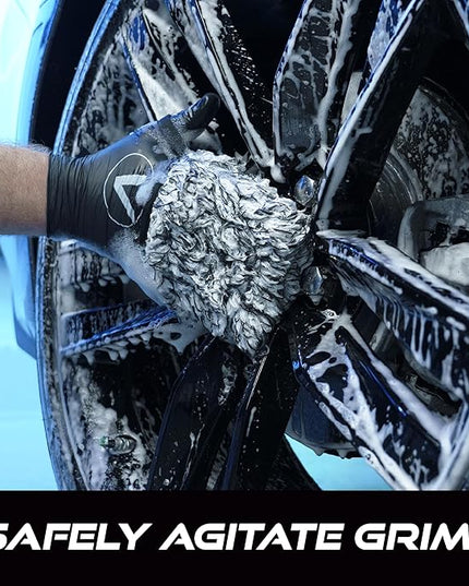 VIKING Wheel Cleaner Mitts for Car, Microfiber Wheel Cleaner for Car Detailing and Rims, Black and White, 5.5 Inch x 4.4 Inch, 2 Pack