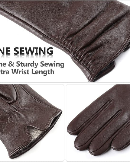 Womens Winter Leather Touchscreen Texting Warm Driving Lambskin Pure Genuine leather Gloves
