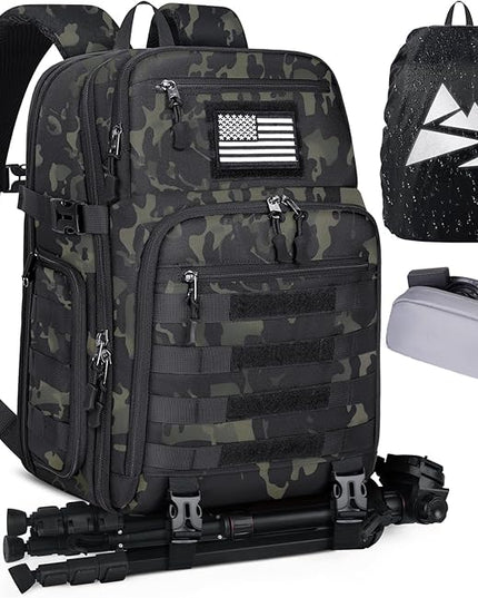 SDYSM Camera Backpack Bag Professional for DSLR/SLR Mirrorless Camera Waterproof 15.6 inch Tactical Camera Bags for Photographers with Rain Cover, Tripod Holder, Small Bag Photography Backpack Case