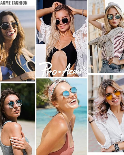 Pro Acme Small Round Metal Polarized Sunglasses for Women Retro Designer Style