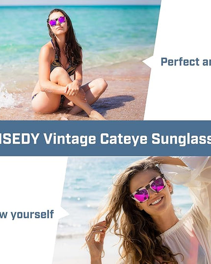FEISEDY Vintage Square Cat Eye Sunglasses Women Trendy Cateye Sunglasses B2473
