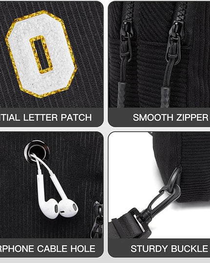 Viverte Small Corduroy Sling Bag Initial Crossbody Bag Fanny Pack for Girls Personalized Birthday Gifts for Teen Girls Gifts