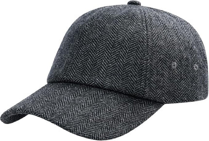 BOTVELA Wool Baseball Cap for Men Adjustable Unstructured Tweed Hat