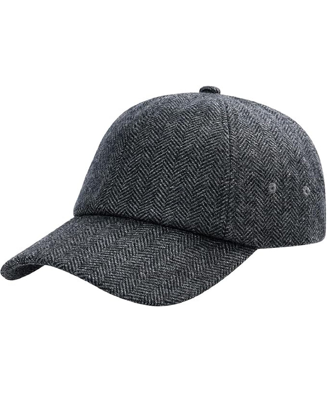 BOTVELA Wool Baseball Cap for Men Adjustable Unstructured Tweed Hat