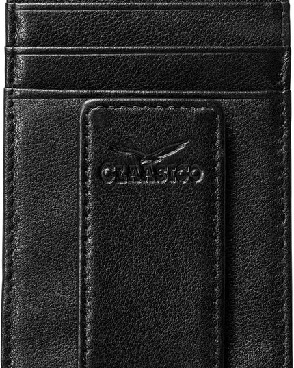 Money Clip Leather Wallet For Men Slim Front Pocket RFID Blocking with Super Strong Magnetic