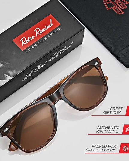 Retro Rewind Polarized Sunglasses for Men and Women - UV Protection Classic Sun Glasses
