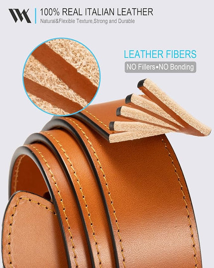 WOLFANT Men's 35mm Dress Casual Belt,100% Italian Full Grain Real Solid Leather
